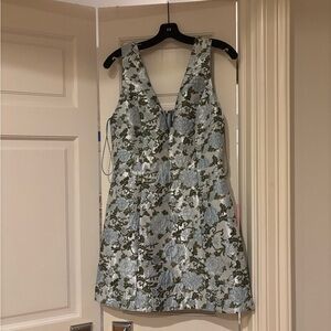Alice + Olivia Blue and Green Floral Mini Dress Tatum Mini